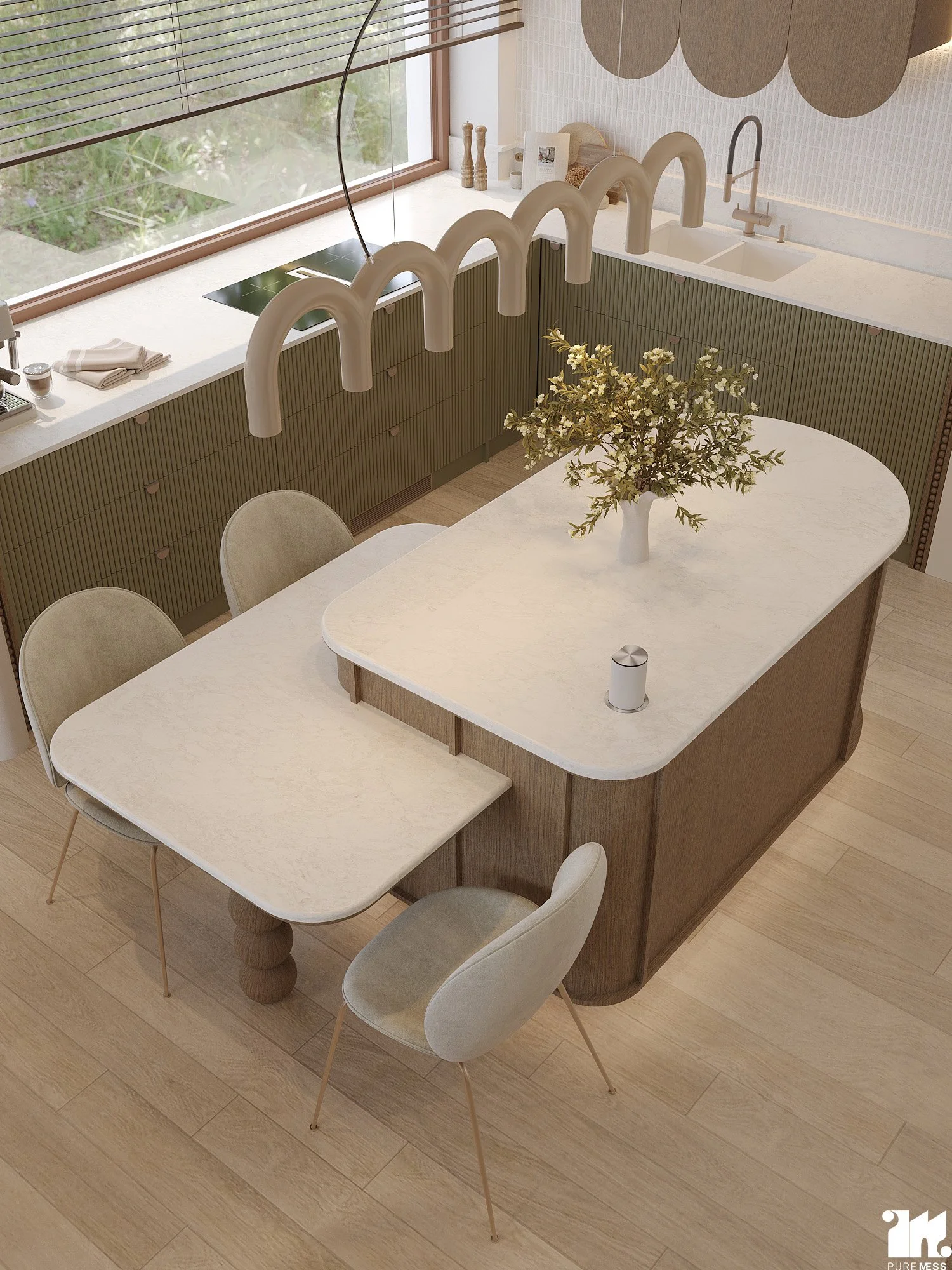 design interior open space bucatarie cu insula