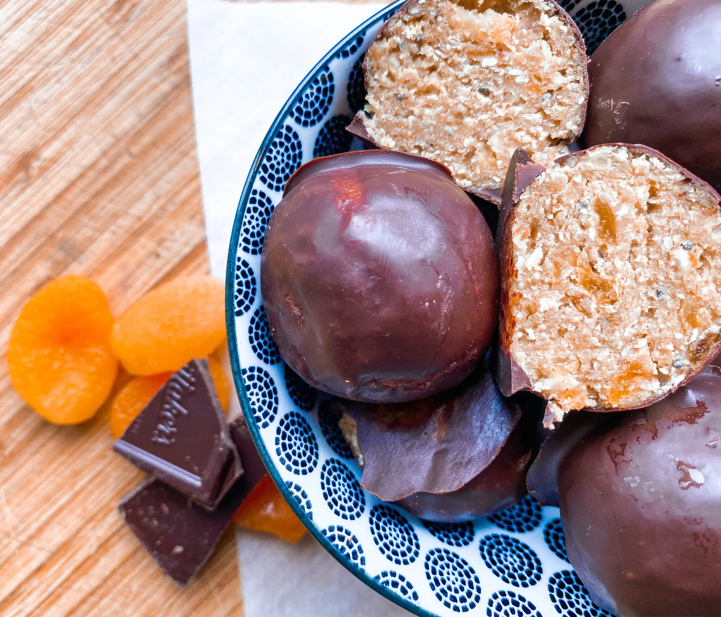 Apricot dark choc protein balls
