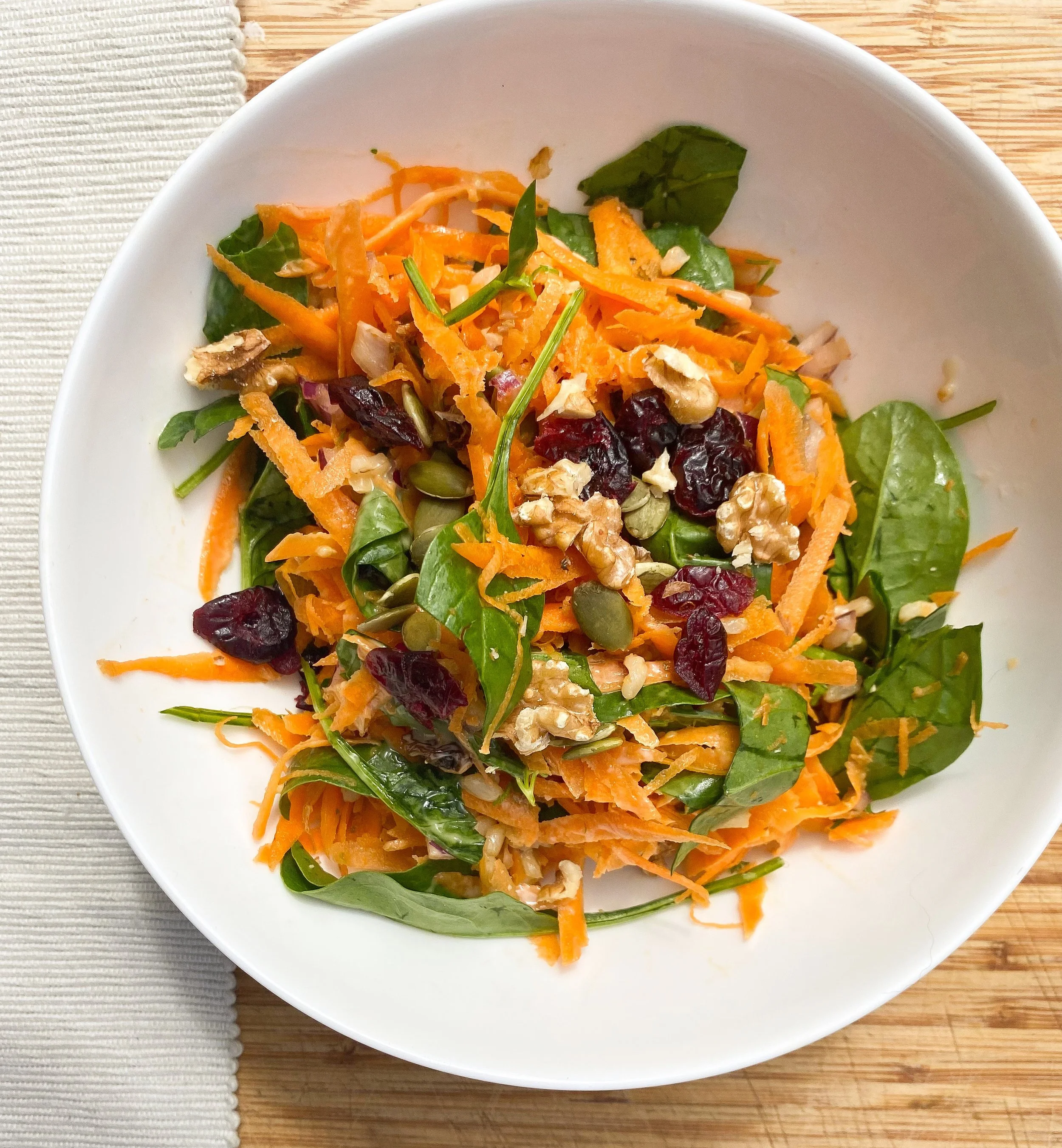 Carrot, Brown rice and Walnut salad.