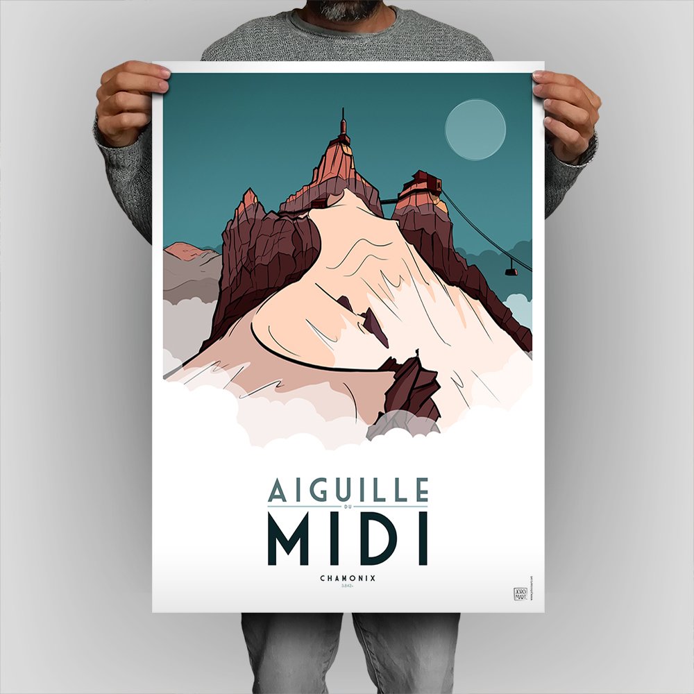 Affiche de Chamonix - Mont Blanc, Alpes | Illustration de Jobomart
