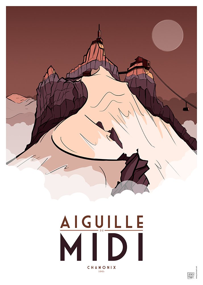 Affiche de Chamonix - Mont Blanc, Alpes | Illustration de Jobomart