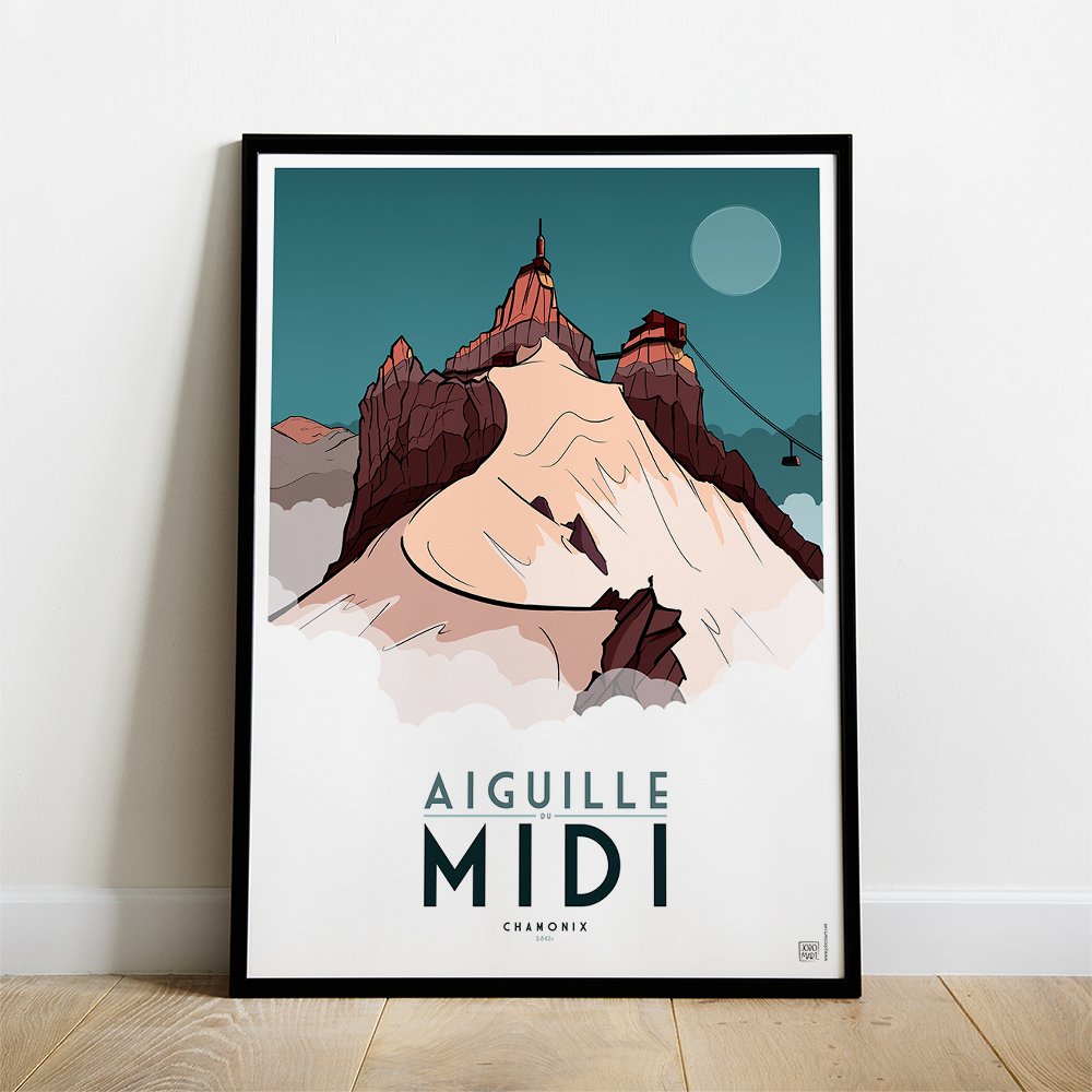Affiche de Chamonix - Mont Blanc, Alpes | Illustration de Jobomart