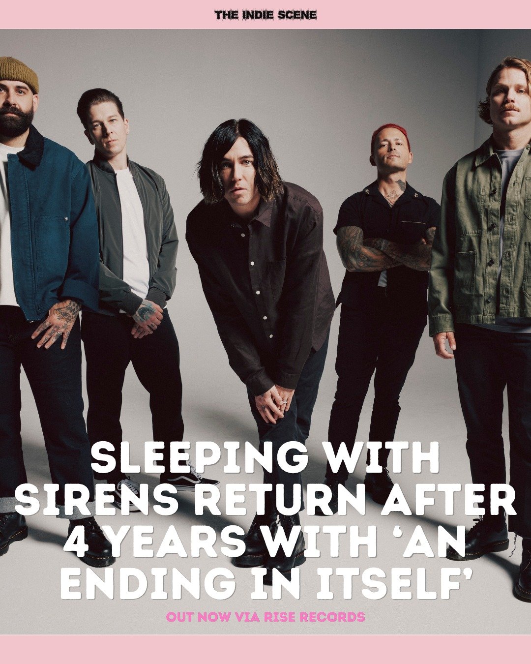 After 4 years, Kellin Quinn, Nick Martin, Justin Hills, Matty Best and newest addition Tony Pizzuti, aka Sleeping With Sirens, return with 'An Ending In Itself'. It's their first single since re-signing to Rise Records, the label home of their iconic