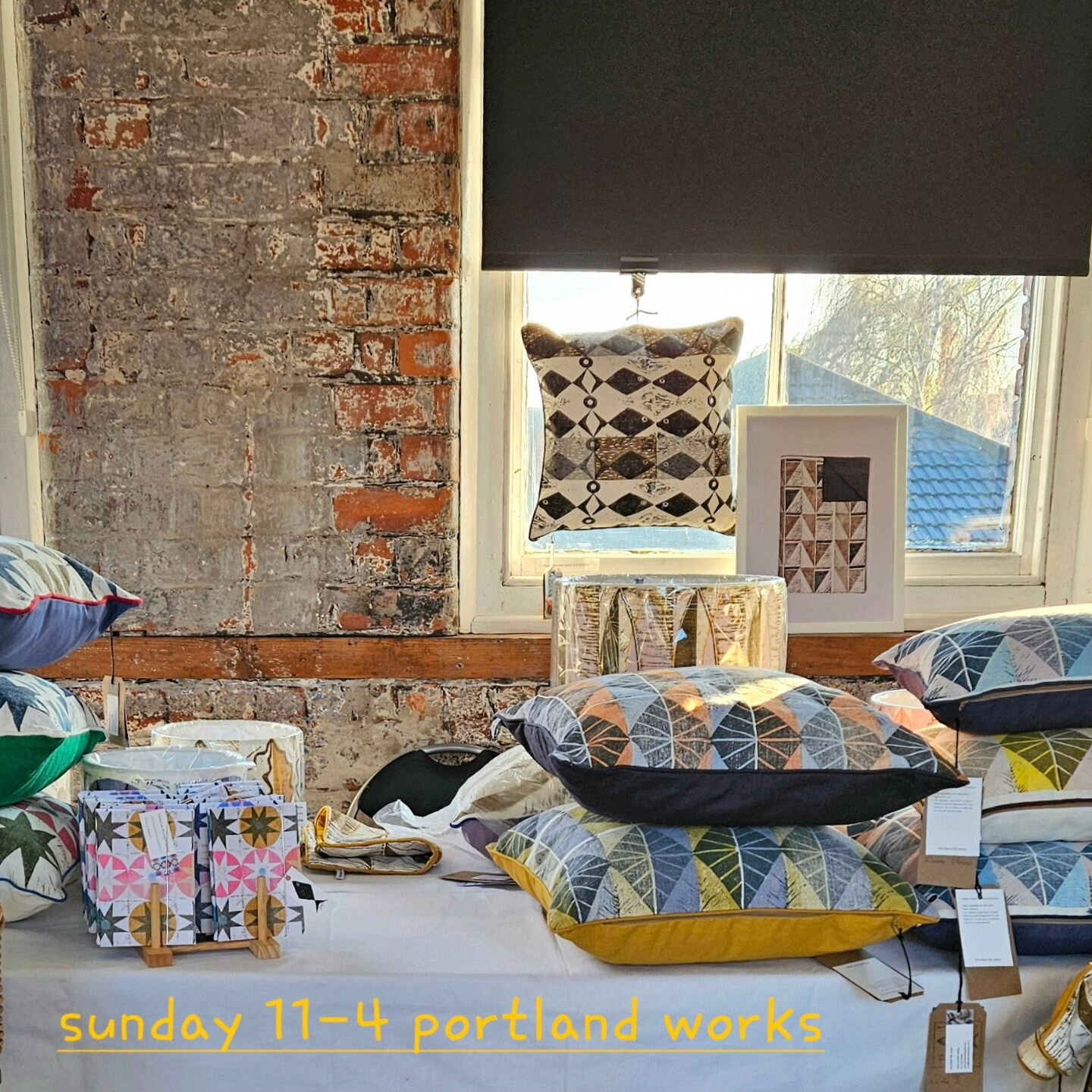 Setting up today in the Makersplace @portlandworks for Sunday's open art studios and stalls. What fantastic brick walls!  The colours and textures are beautiful - couldn't resist posing a cushion. #brickwalls #sheffieldheritagebuilding #sheffieldeven