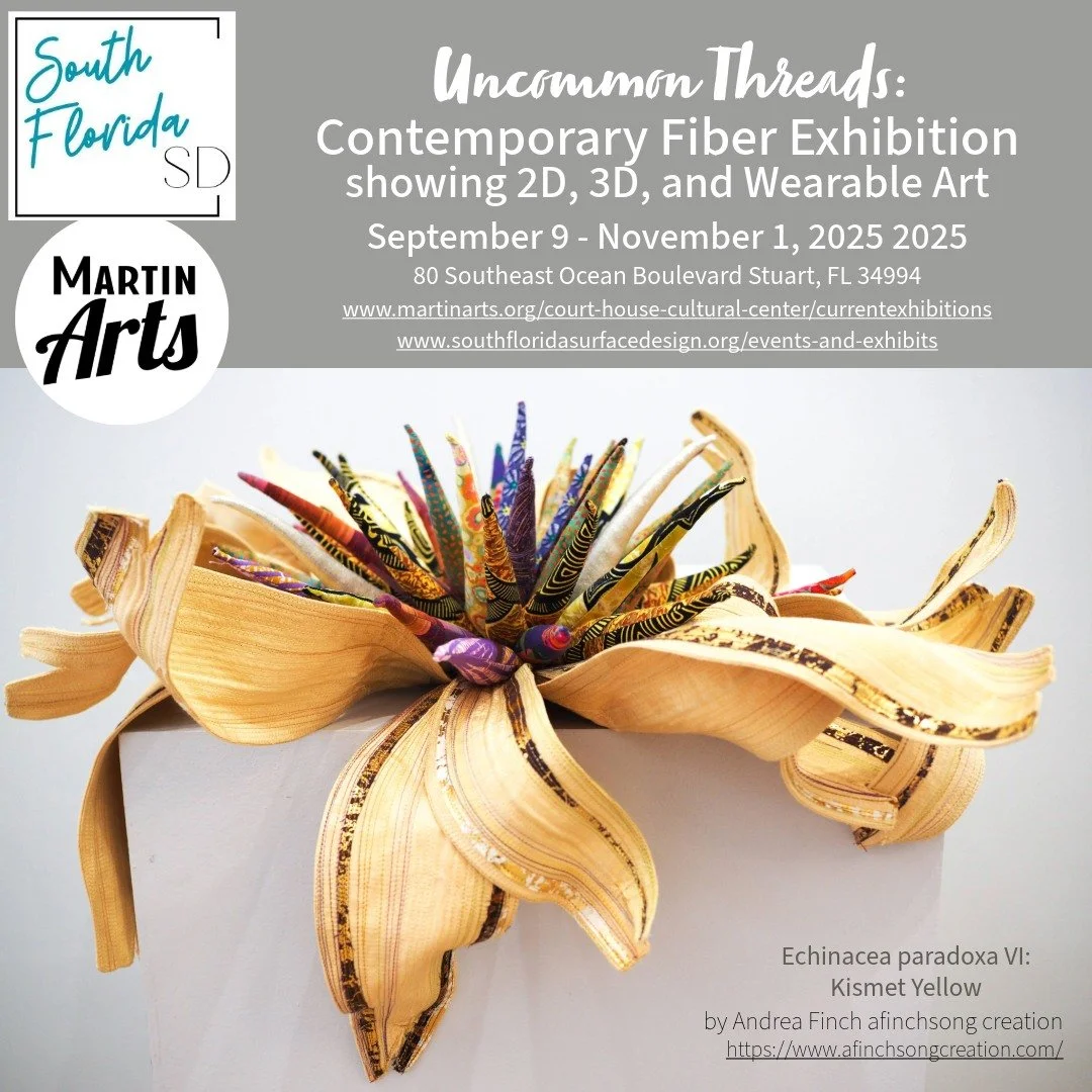 Uncommon Threads: Contemporary Fiber Exhibition showing 2D, 3D, and Wearable Art
Uncommon Threads: Contemporary Fiber &amp; Wearable Art is a national juried exhibition by the @southfloridasurfacedesign that celebrates the innovative use of fiber in 