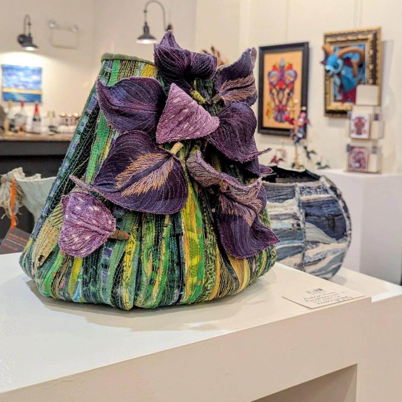 At Carlisle Arts Learning Center opening of Unraveled and Art for the Holidays. 
Love all the art
They always make my art look so good.