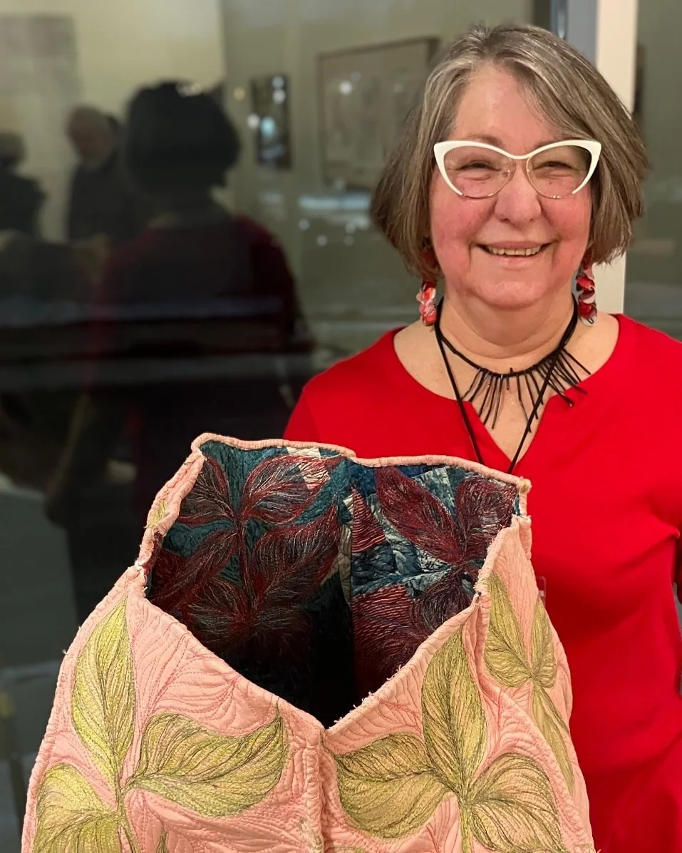 Receptaculum X: puer universum integro Arisaema triphyllum (A Boys World Recreated Jack-in-the-Pulpit)  won second place at Fiberarts Guild of Pittsburgh Soulbeats at Seton Hill University's Harlen Gallery. 
I am hanging with beautiful fiber art, qui
