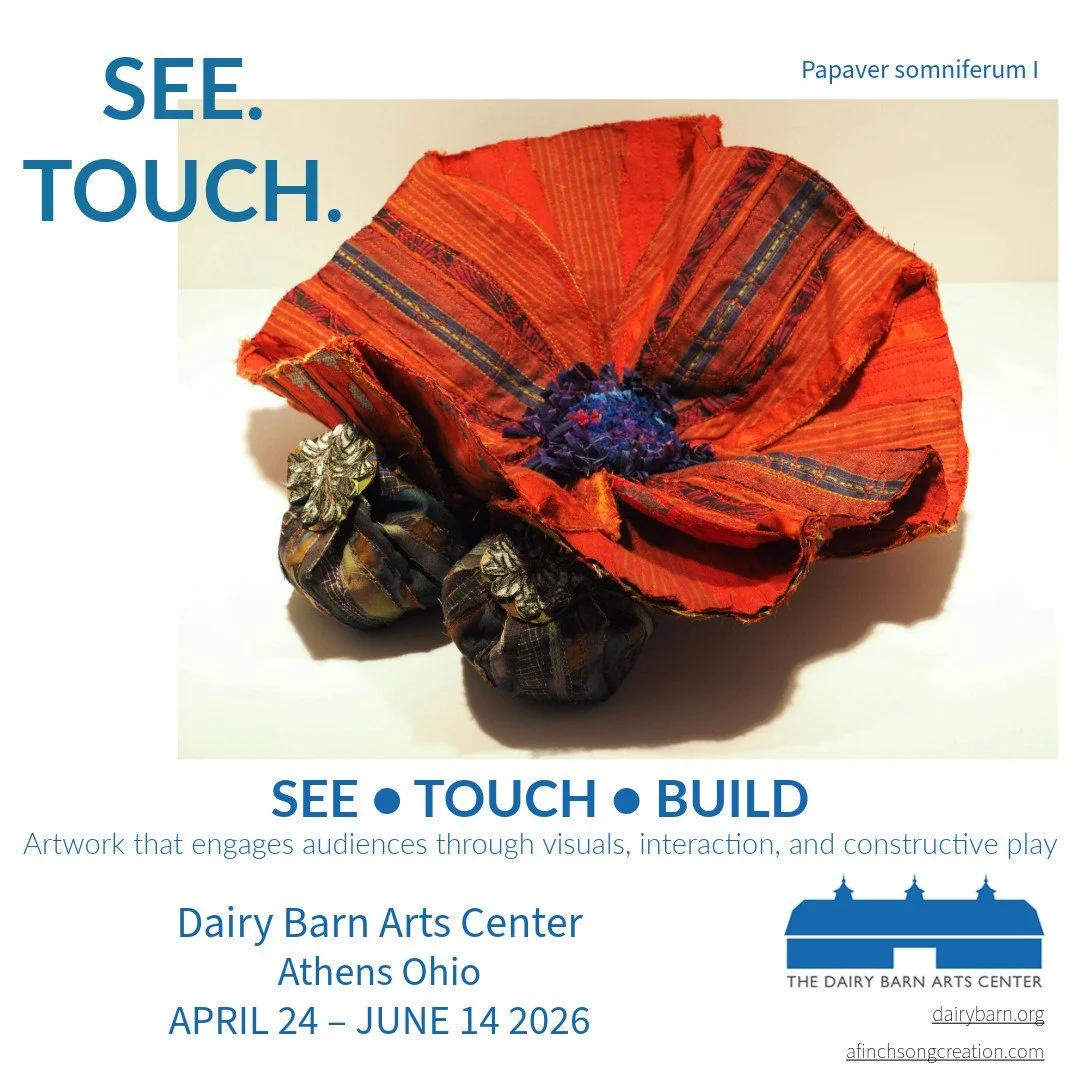 At The Dairy Barn Arts Center in Athens Ohio Papaver somniferum I  a poppy flower with magnets that allow the flower to change shape.
SEE ● TOUCH ● BUILD transforms the gallery into a space of active exploration where looking becomes doing. The exhib