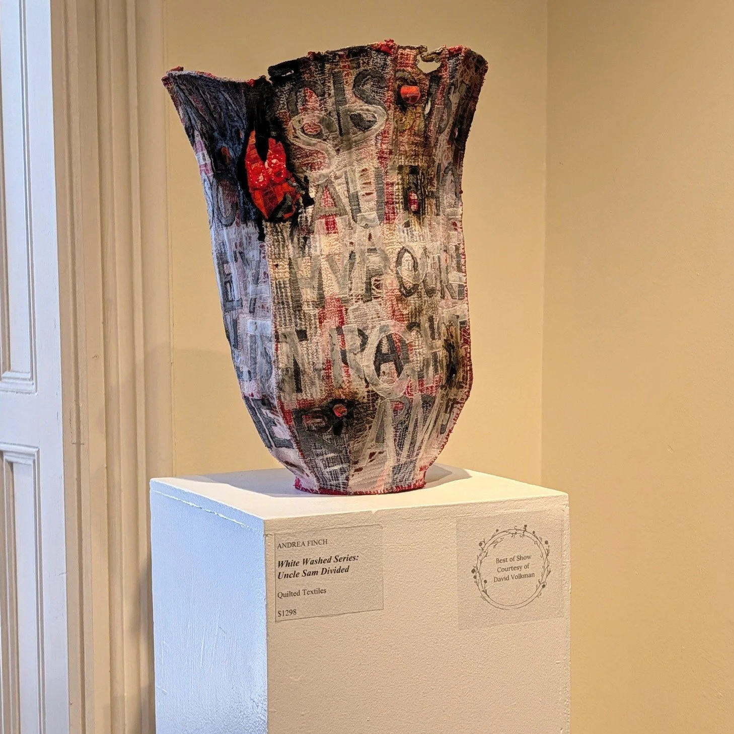 Won Best of Show at the Art Association of Harrisburg's 99th annual juried exhibition. 
White Washed series: Uncle Sam Under Fire
