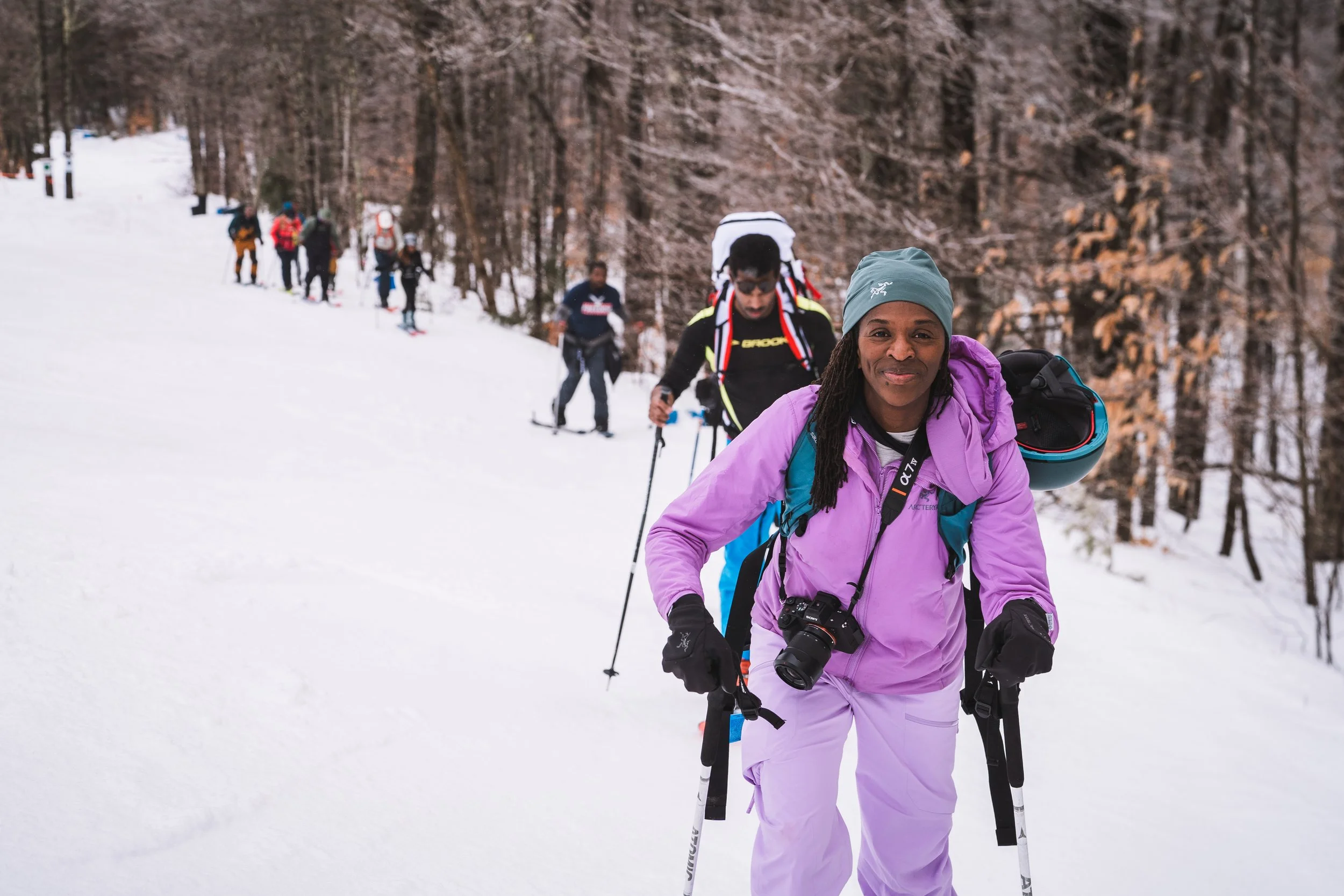 Inclusive Ski Touring participants on the uphill