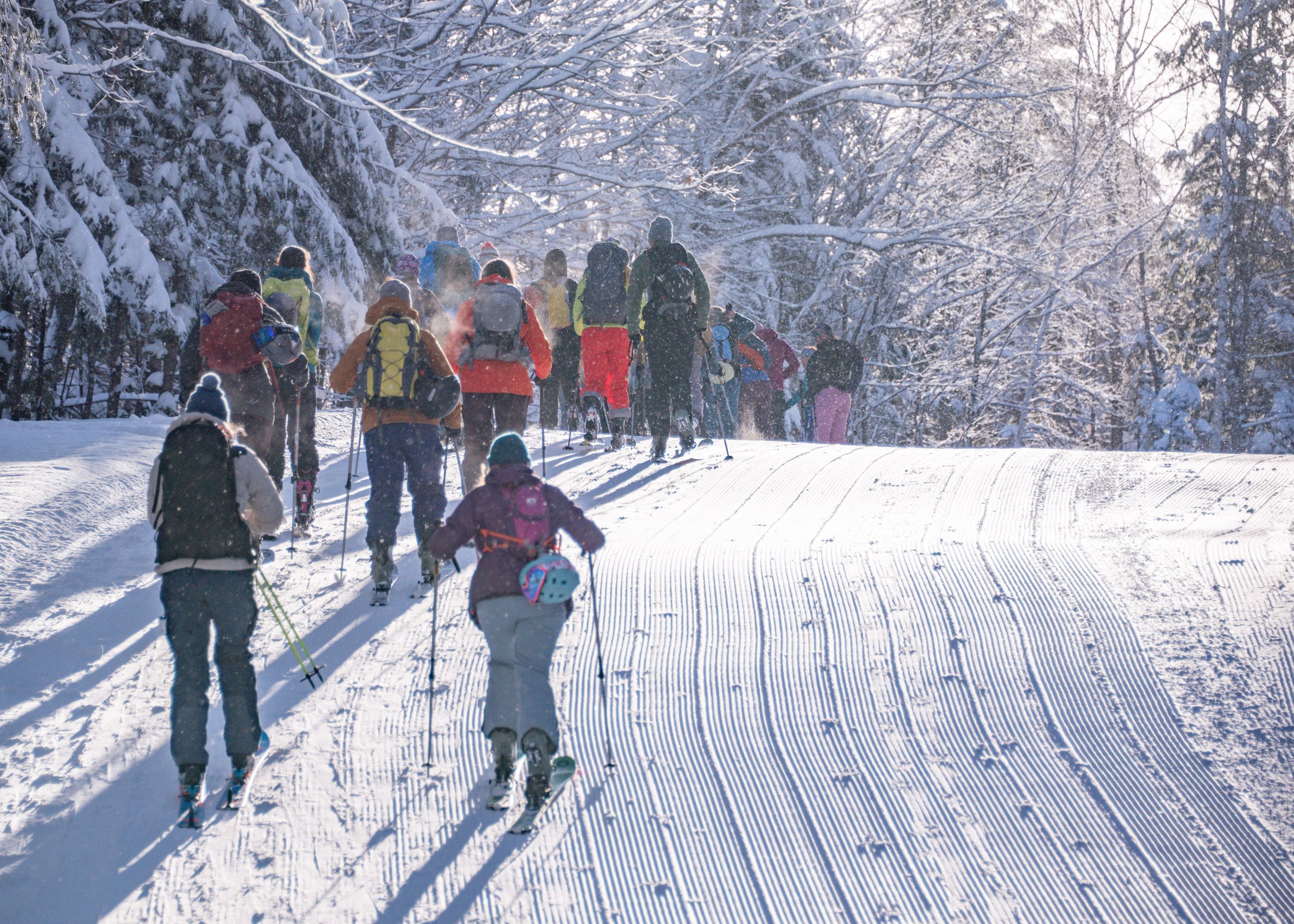 Inclusive Ski Touring participants on the uphill