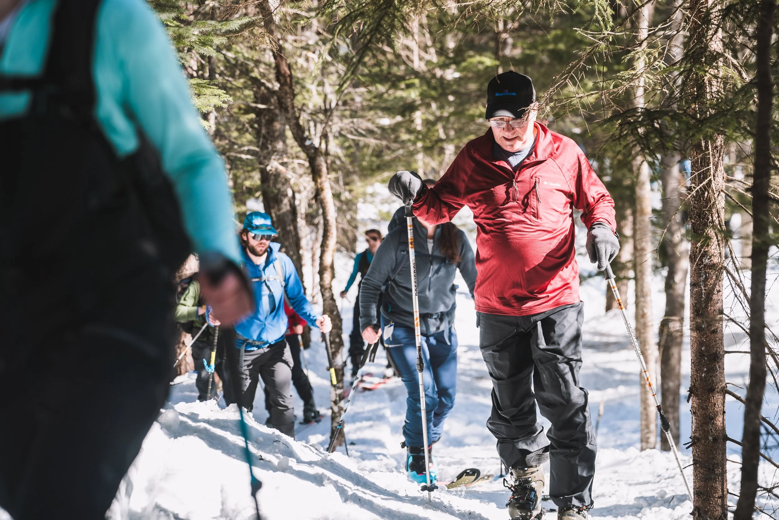 Inclusive Ski Touring participants on the uphill