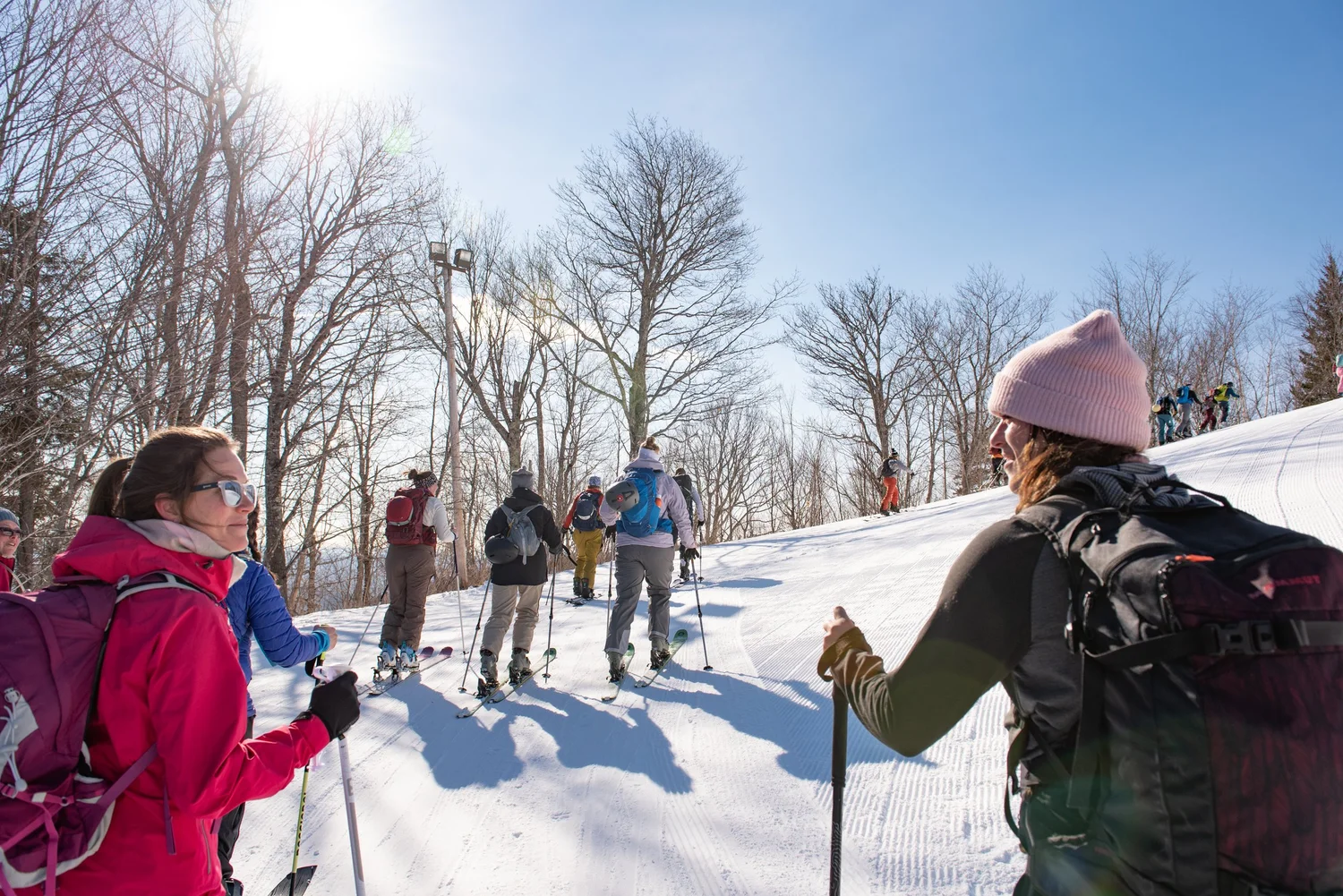 Inclusive Ski Touring participants on the uphill