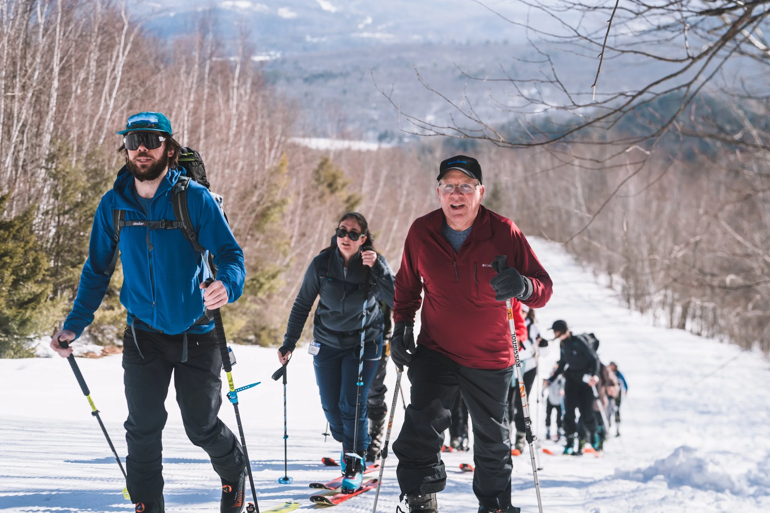 Participants skinning uphill at Mt. Abram, Greenwood, Maine