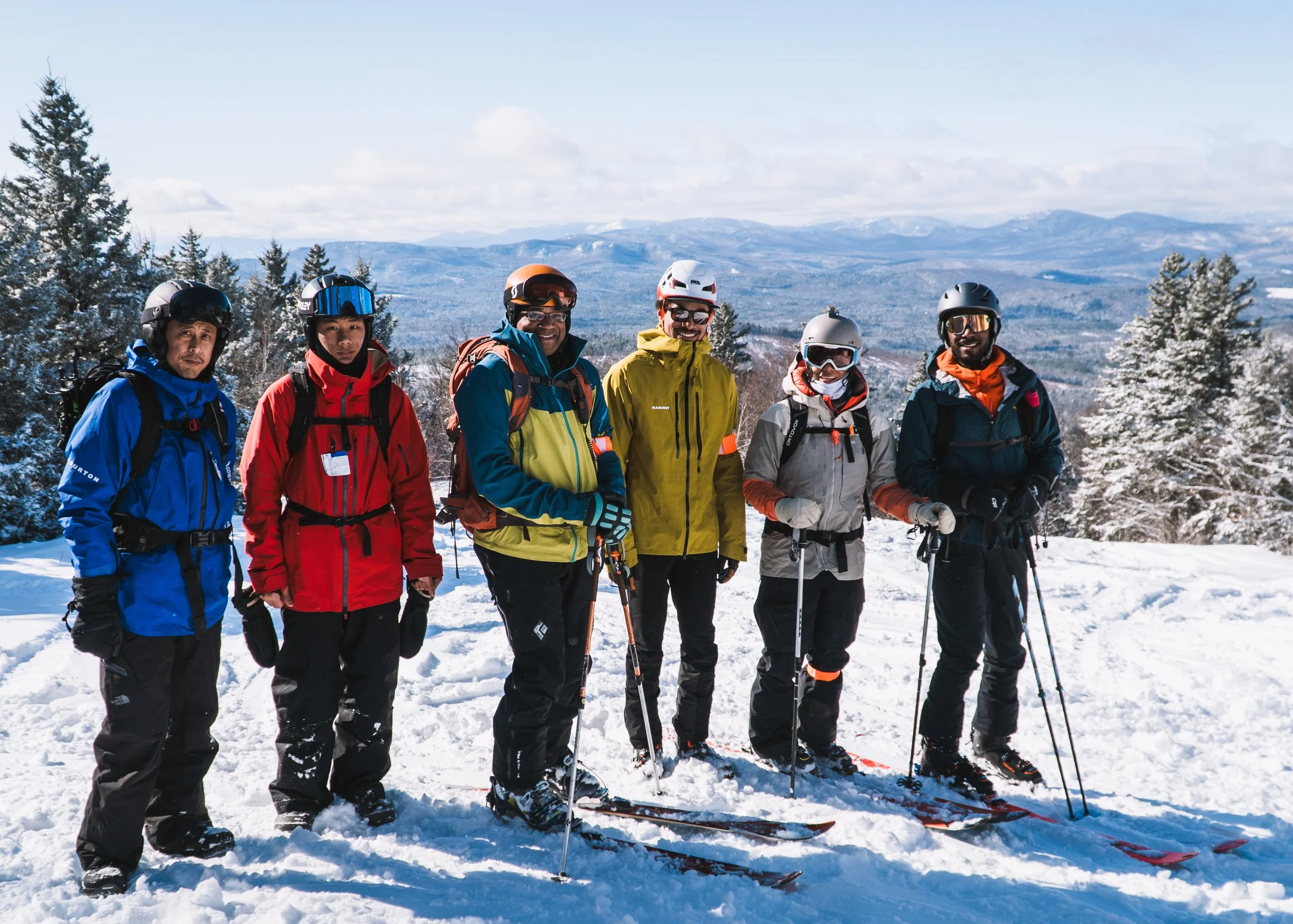 Participants skinning uphill together at Mt. Abram