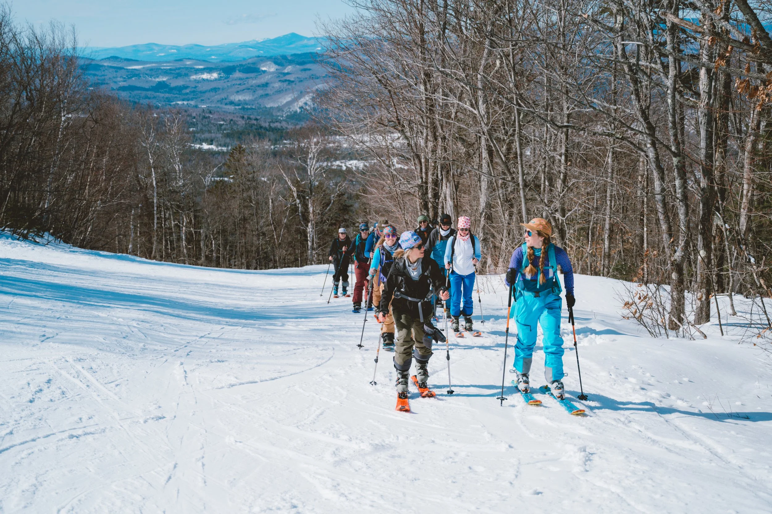 Inclusive Ski Touring participants on the uphill