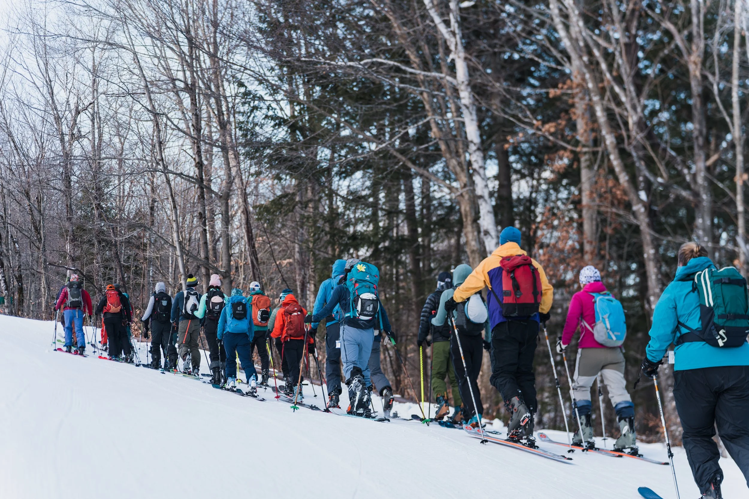 Inclusive Ski Touring participants on the uphill