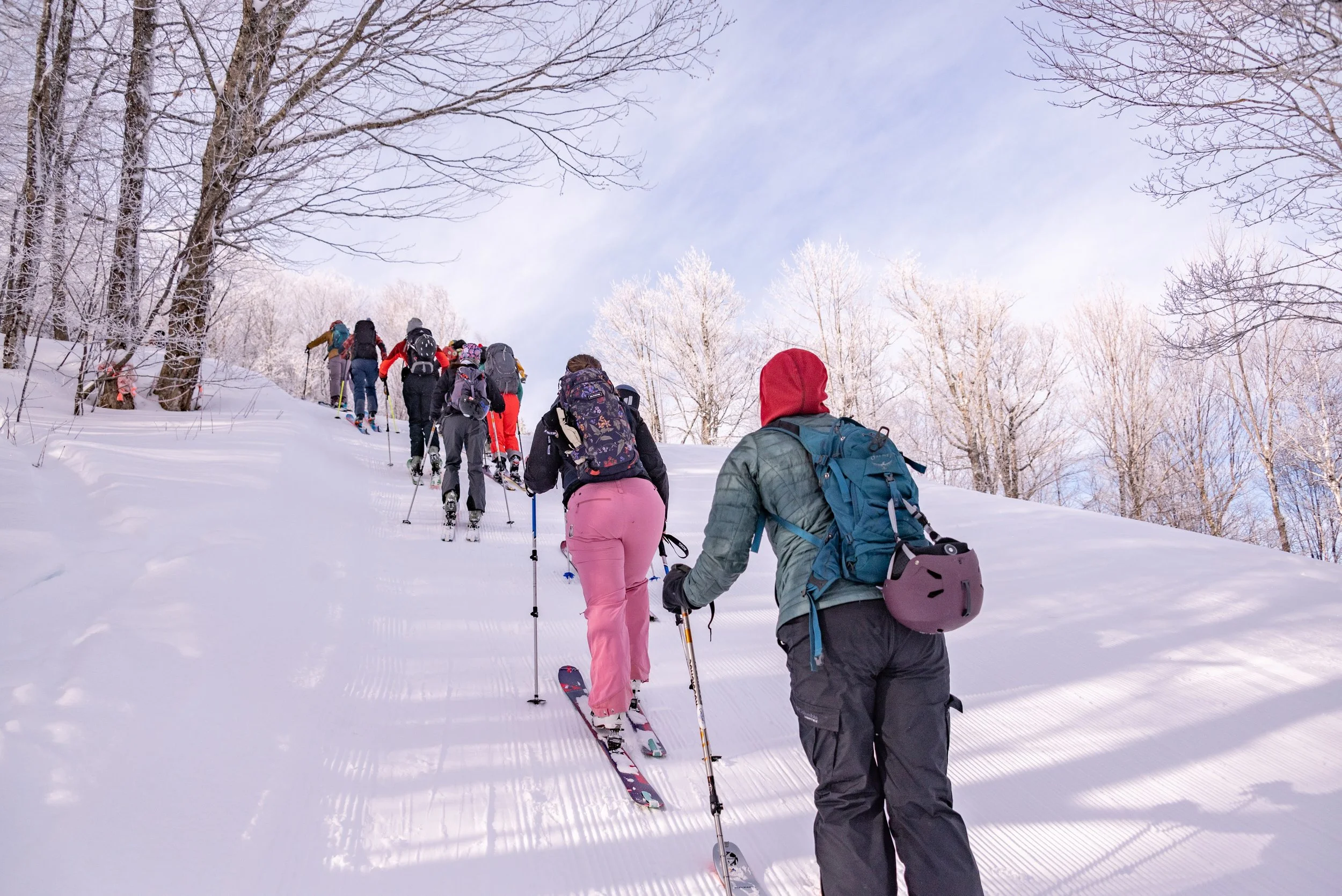 Inclusive Ski Touring participants on the uphill