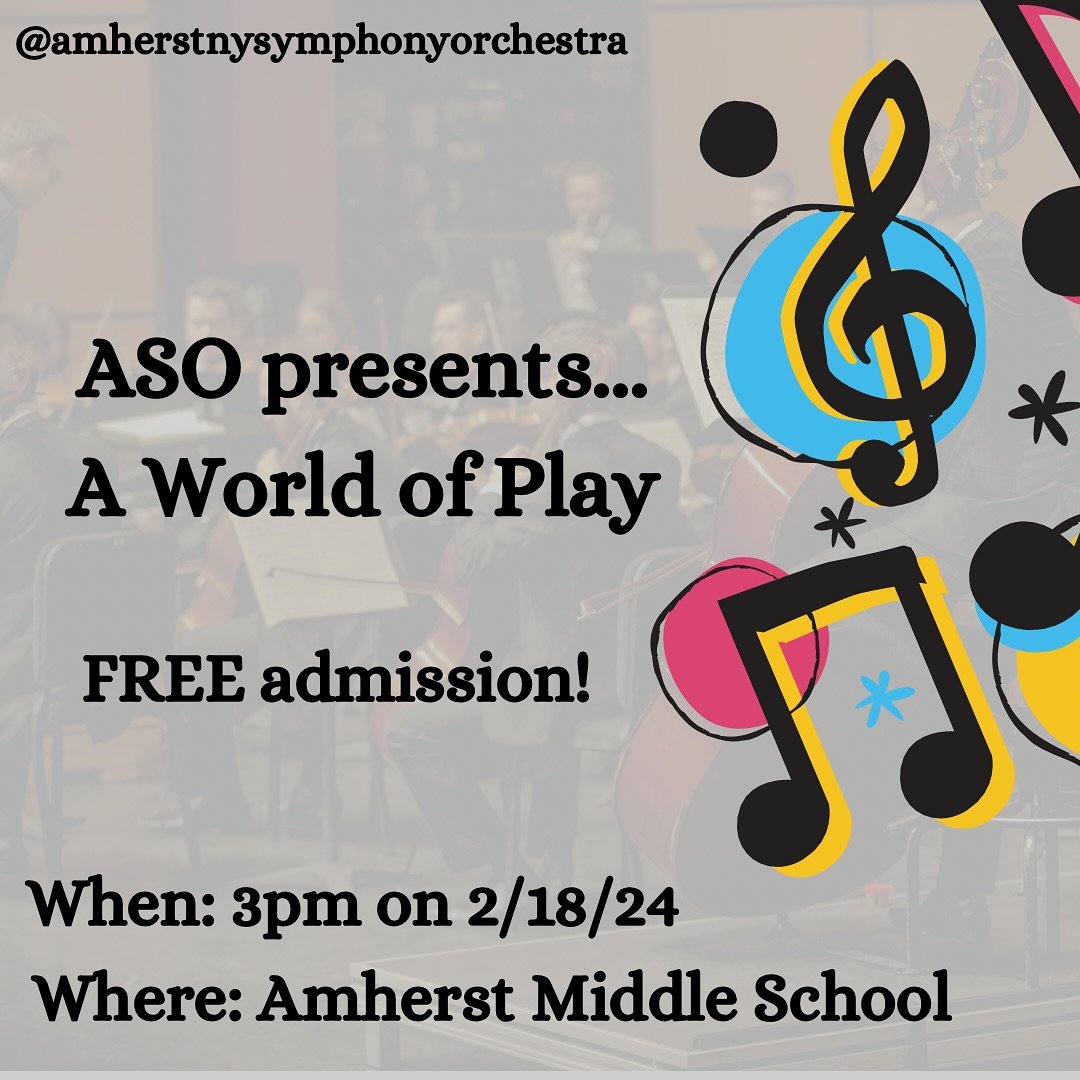 Looking for something fun to do this weekend? Join us for our FREE concert tomorrow at 3pm!!

#concert #orchestra #music #amherst #newyork #williamsvilleny #buffalo #ny #arts #violin #piano #viola #cello #bass #frenchhorn #flute #piccolo #oboe #engli