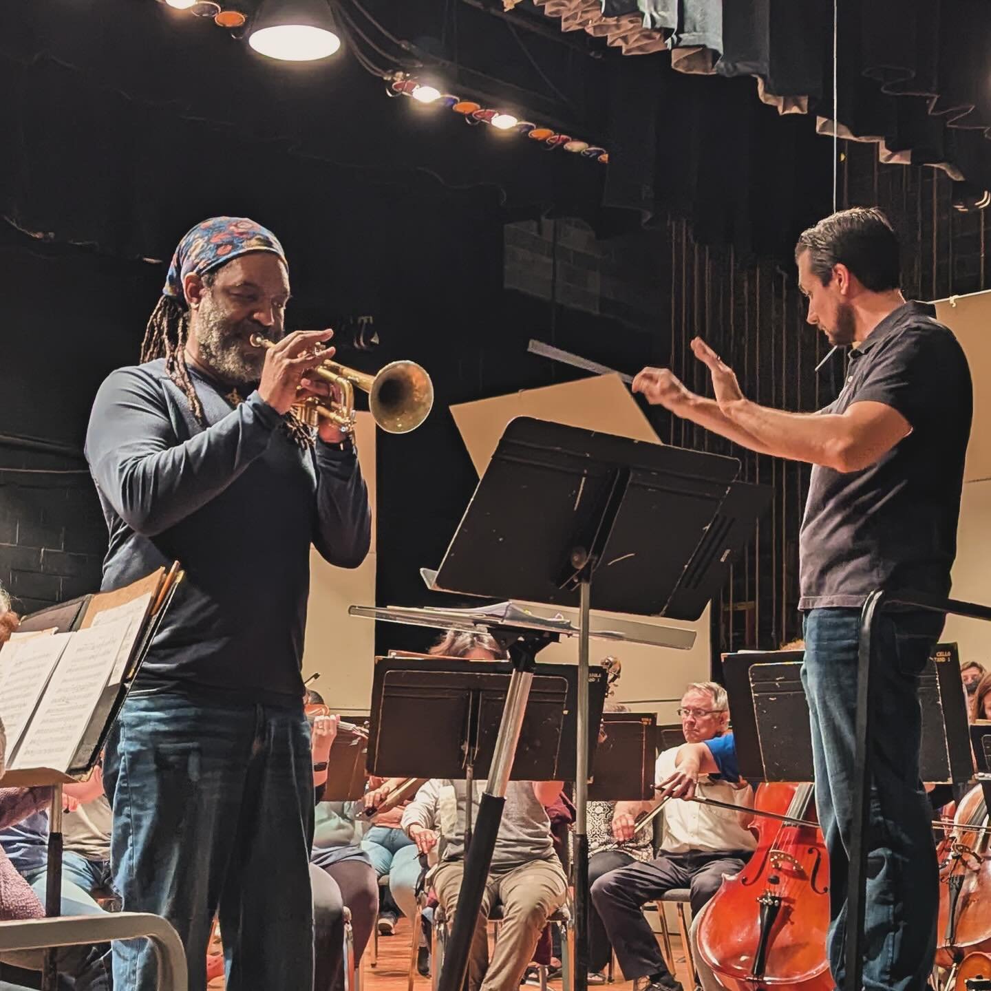 It was lovely to rehearse with @herbtrumpet in preparation for two pieces he will perform at our concert this Sunday 10/20 at 7pm! #trumpet