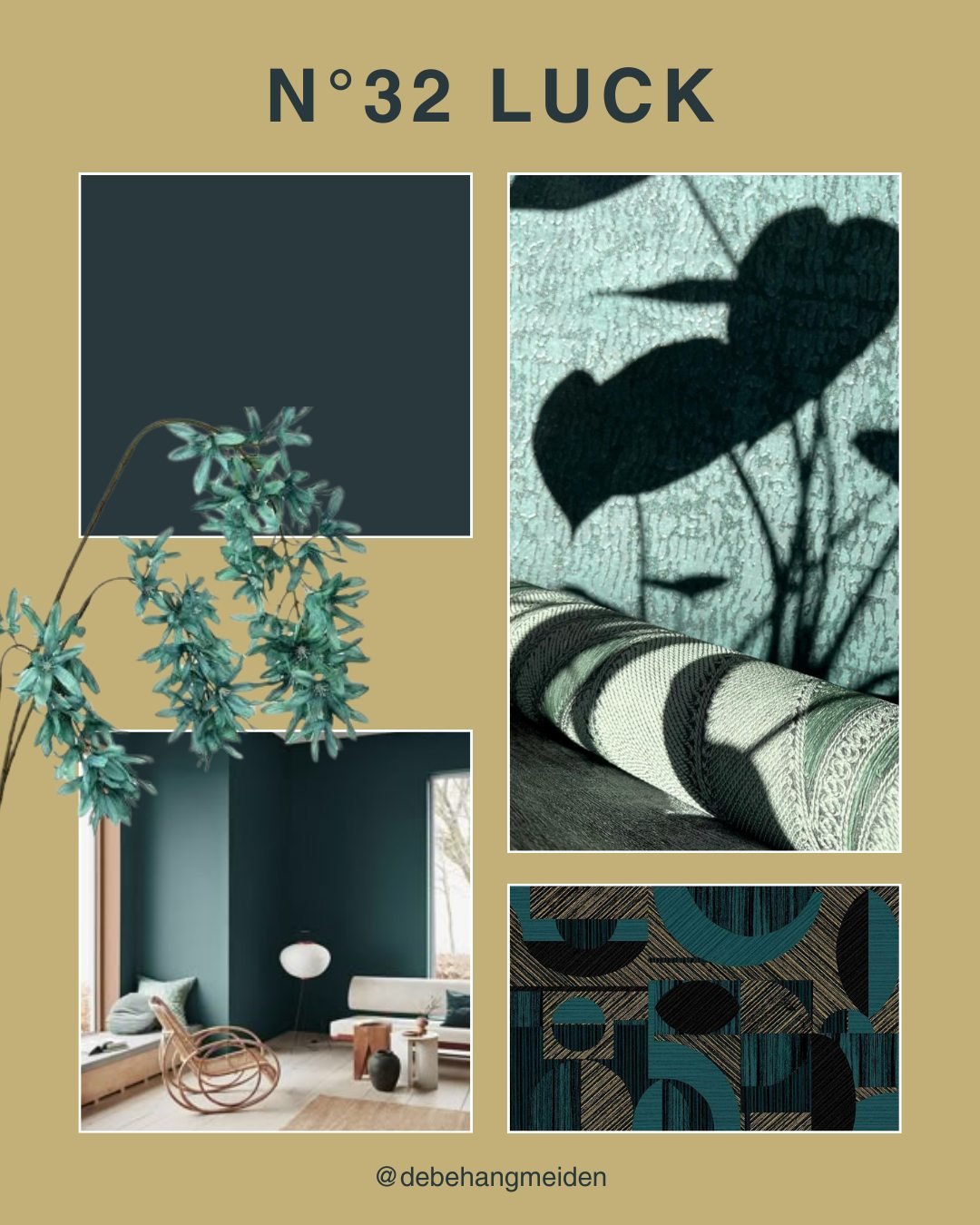 N&deg;32 LUCK
Combineer deze mooie diepe tint in zowel een modern als klassiek interieur.

#kleurinspiratie #behanginspiratie #interieuradvies #debehangmeiden #nr32passion