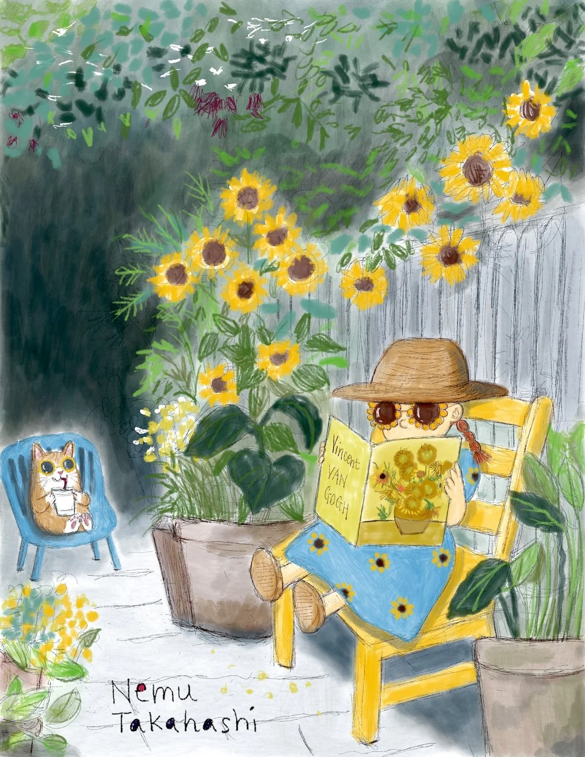 Sunflower illustrated by Nemu Takahashi