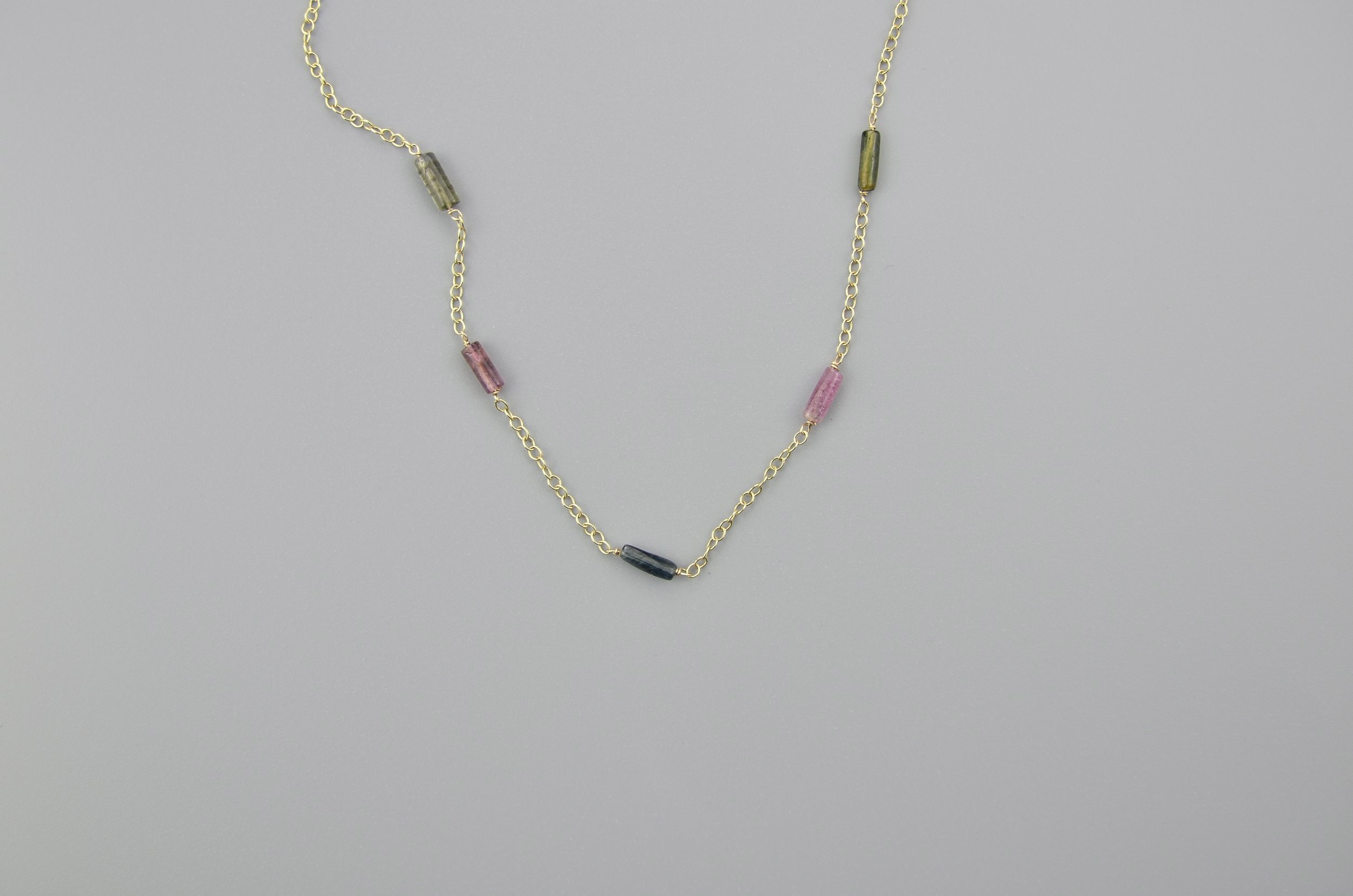 Margaret Howell Multi coloured tourmaline gem necklace