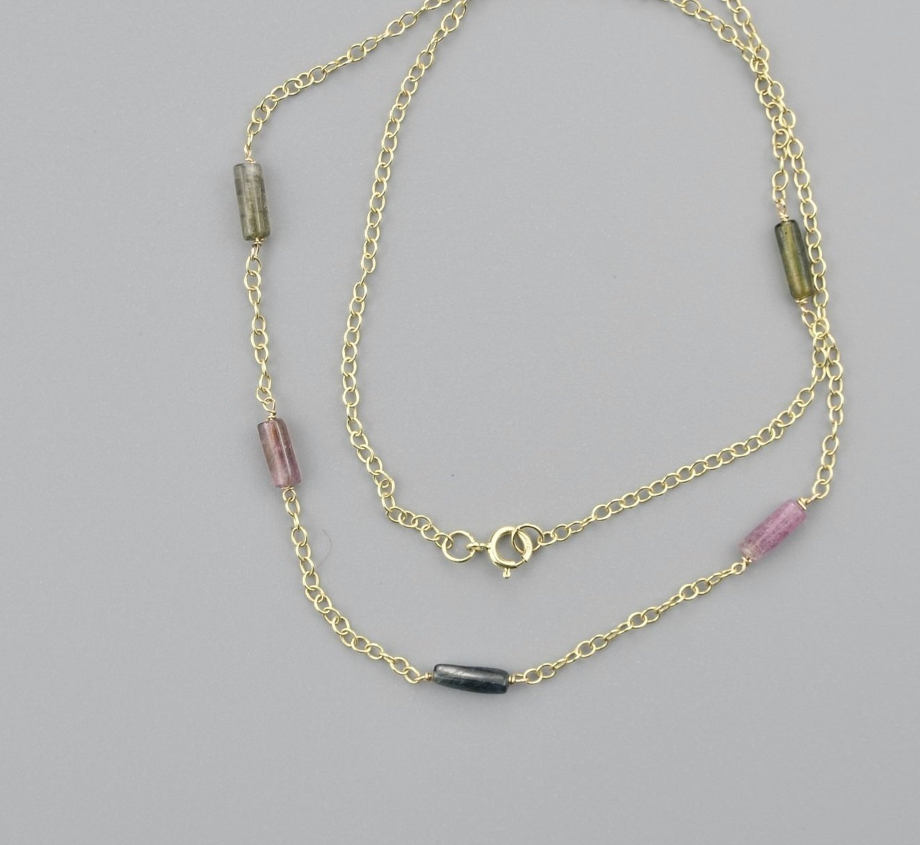 Margaret Howell Multi coloured tourmaline gem necklace