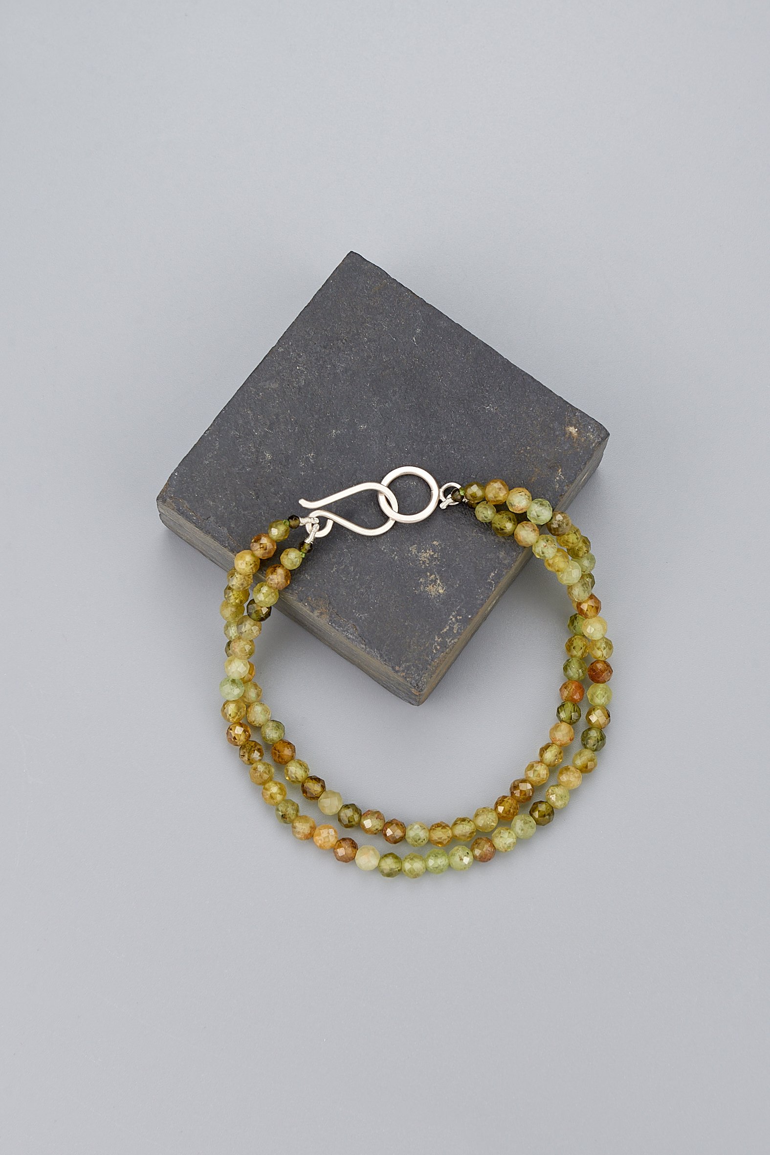 Margaret Howell Green garnet double-strand bracelet