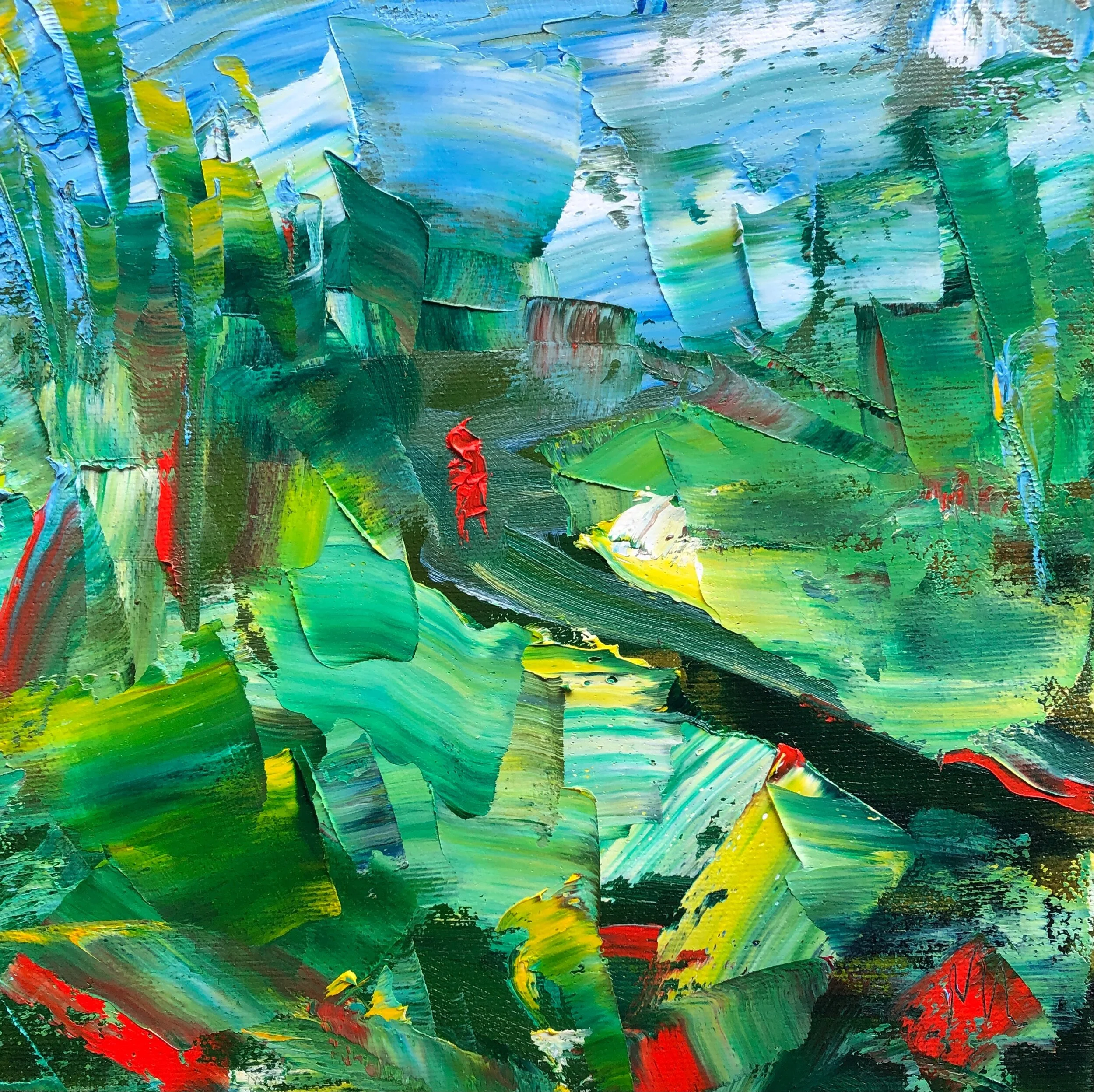 Red in Red. 8"x8" oil.