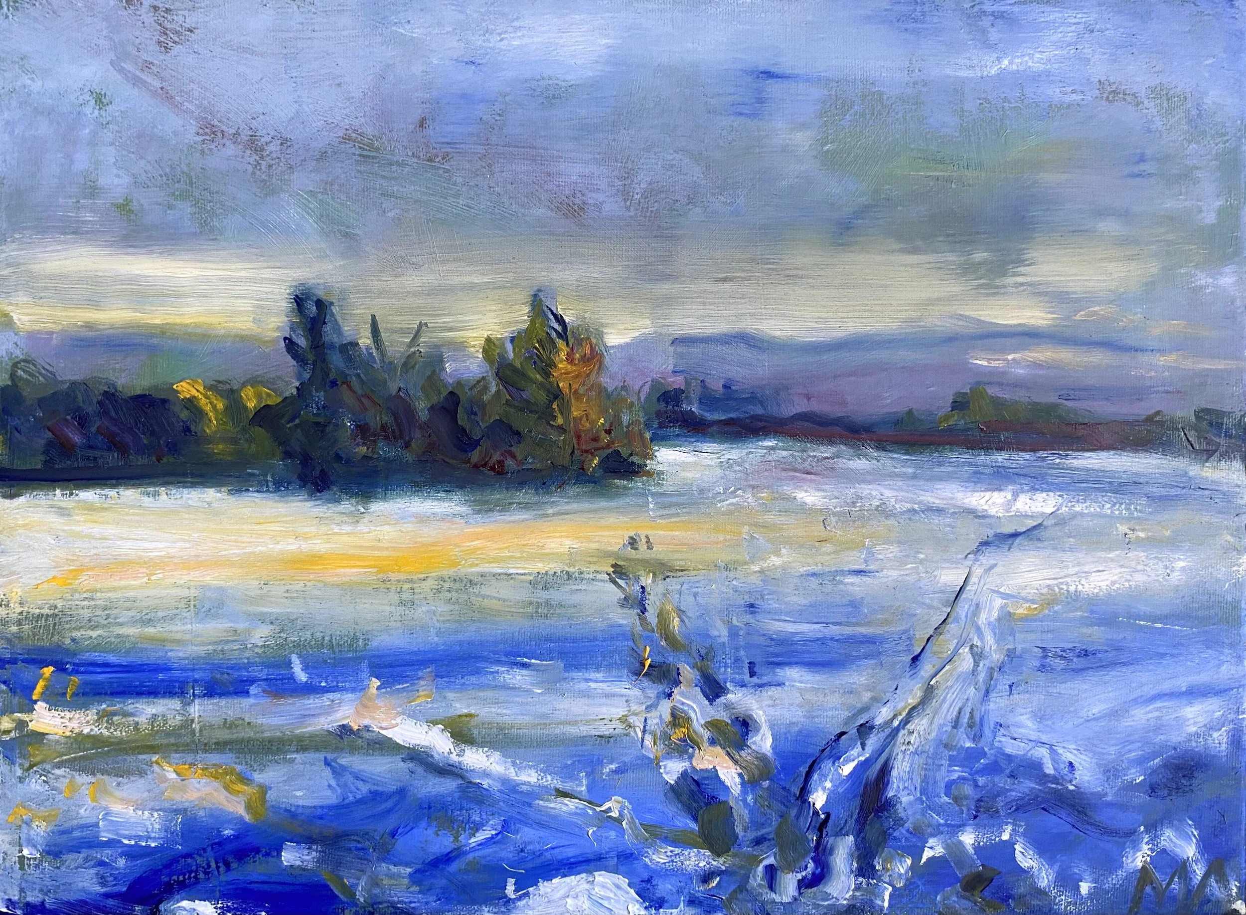 Winter Field. 12"x16" oil.
