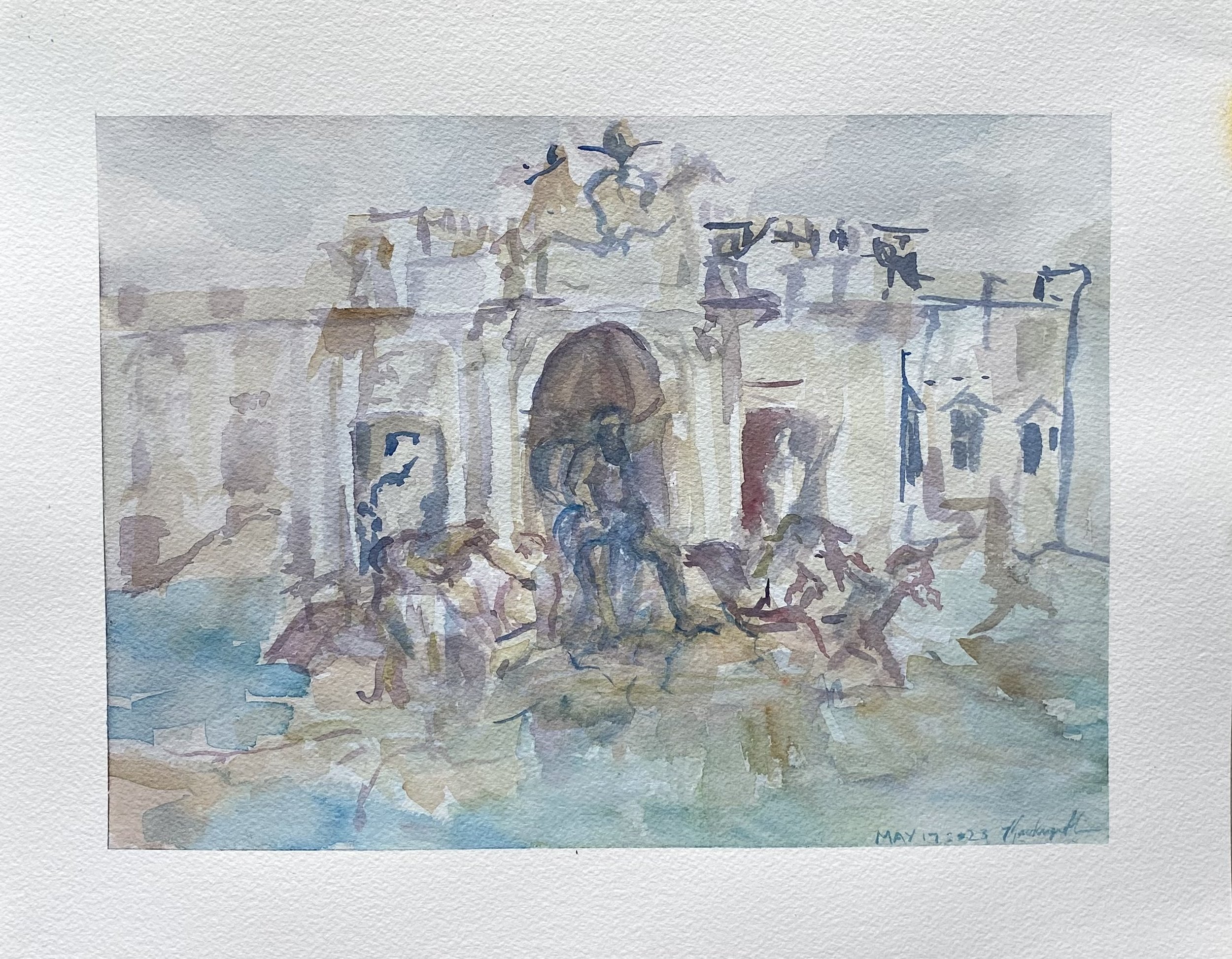 Trevi Fountain, Rome. 11"x14" watercolour. 2023