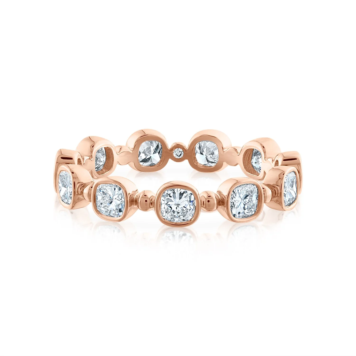 Bead & Bezel Cushion Diamond Ring