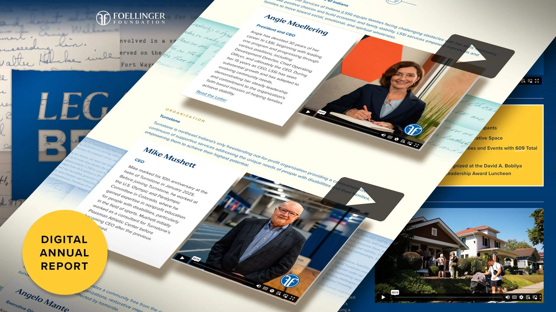 collage of digital annual report sections