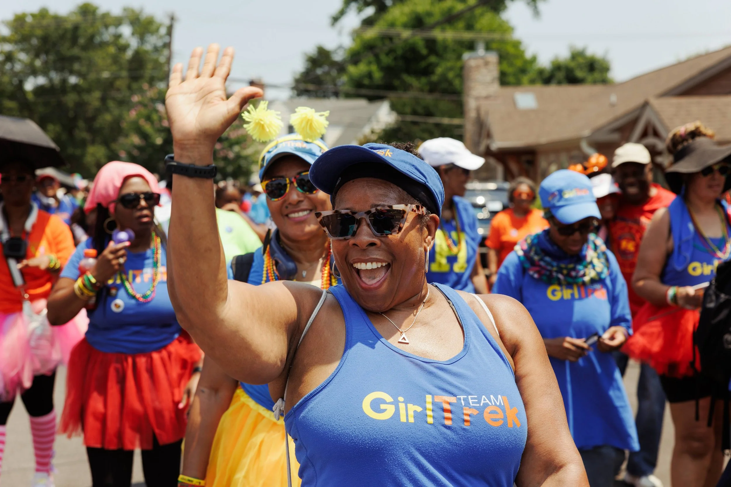 Pictured: Trekker walking in the Annapolis, MD Juneteenth Parade.