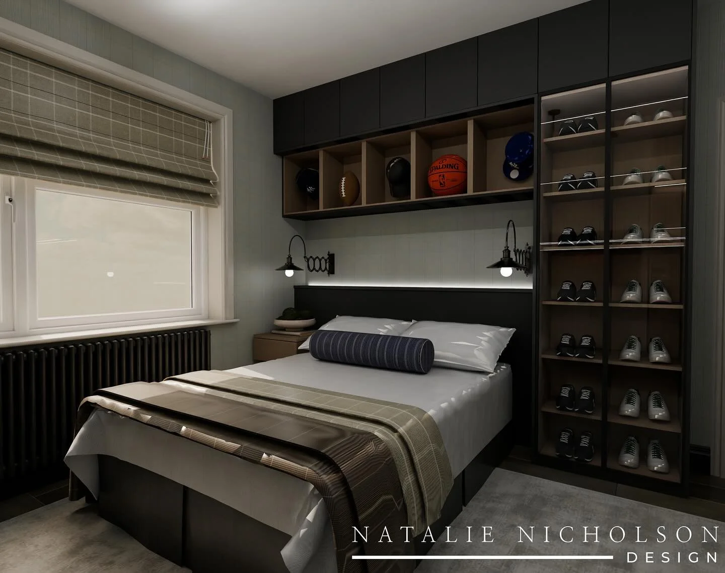 Teenage boys grown up bedroom.  Football mad unfortunately featuring Sheffield Wednesday memorabilia 😜

#ralphlaurenwallpaper #teenageboysbedroom #boysbedroom #checkedwallpaper #gamingstation #masculinebedroom #bedroominspo #bedroomideas #bedroomdes