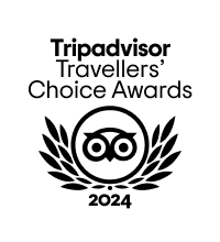 Tripadvisor Travellers' Choice Awards 2024 logo with owl symbol and laurel wreath.