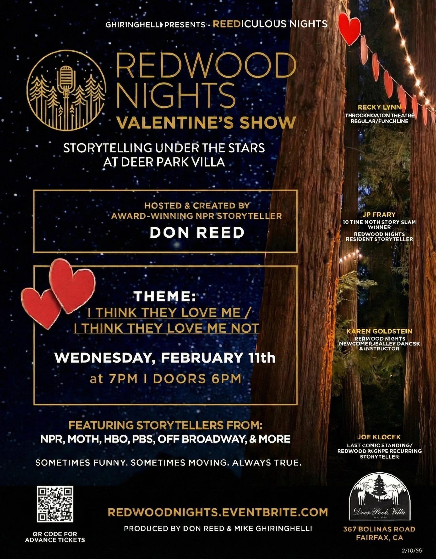 REDWOOD NIGHTS ~ Storytelling Under the Stars at Deer Park Villa