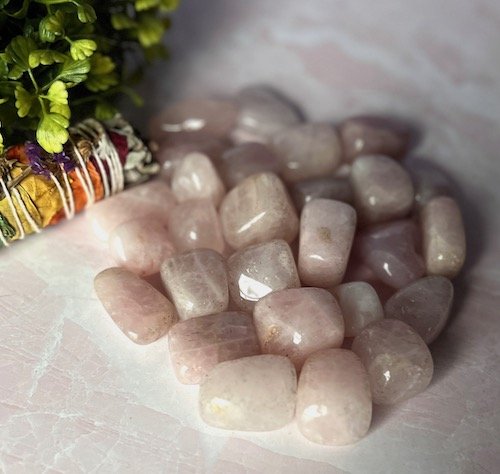 Rose Quartz tumbled heart chakra crystals.jpeg