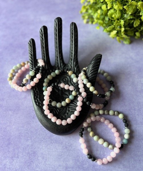 aromatherapy bracelets rose quartz amazonite.jpeg