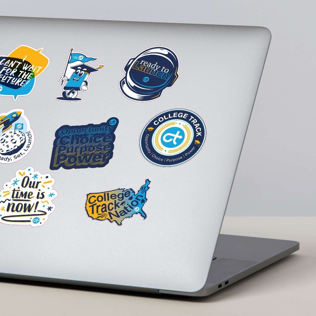 I love all things buttons and stickers (I'm a millennial, remember? We live for this stuff) so of course I'm going to show off the stickers and buttons our team created for one of our nonprofit education clients, @collegetrack.

These aren't just any