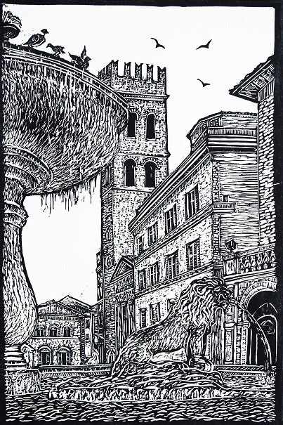 Fontana dei Tre Leoni - Piazza del Comune 30x40