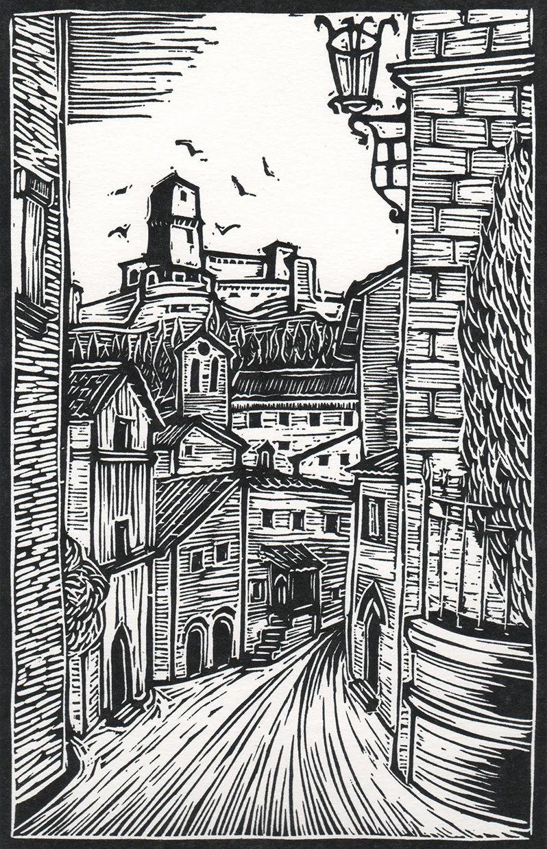 Rocca Maggiore - vista da Vicolo Bovi 25x35