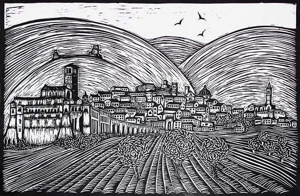 Vista panoramica di Assisi 30x40