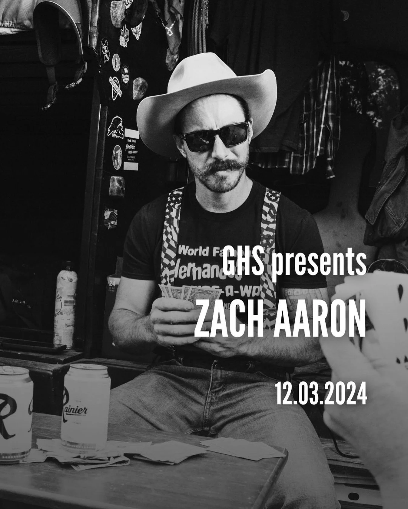 We are one week away from the last concert of the year. Come down to @trustbooks for a listening room concert with Texas songwriter, rodeo rider, and road warrior,  @zachaaronmusic