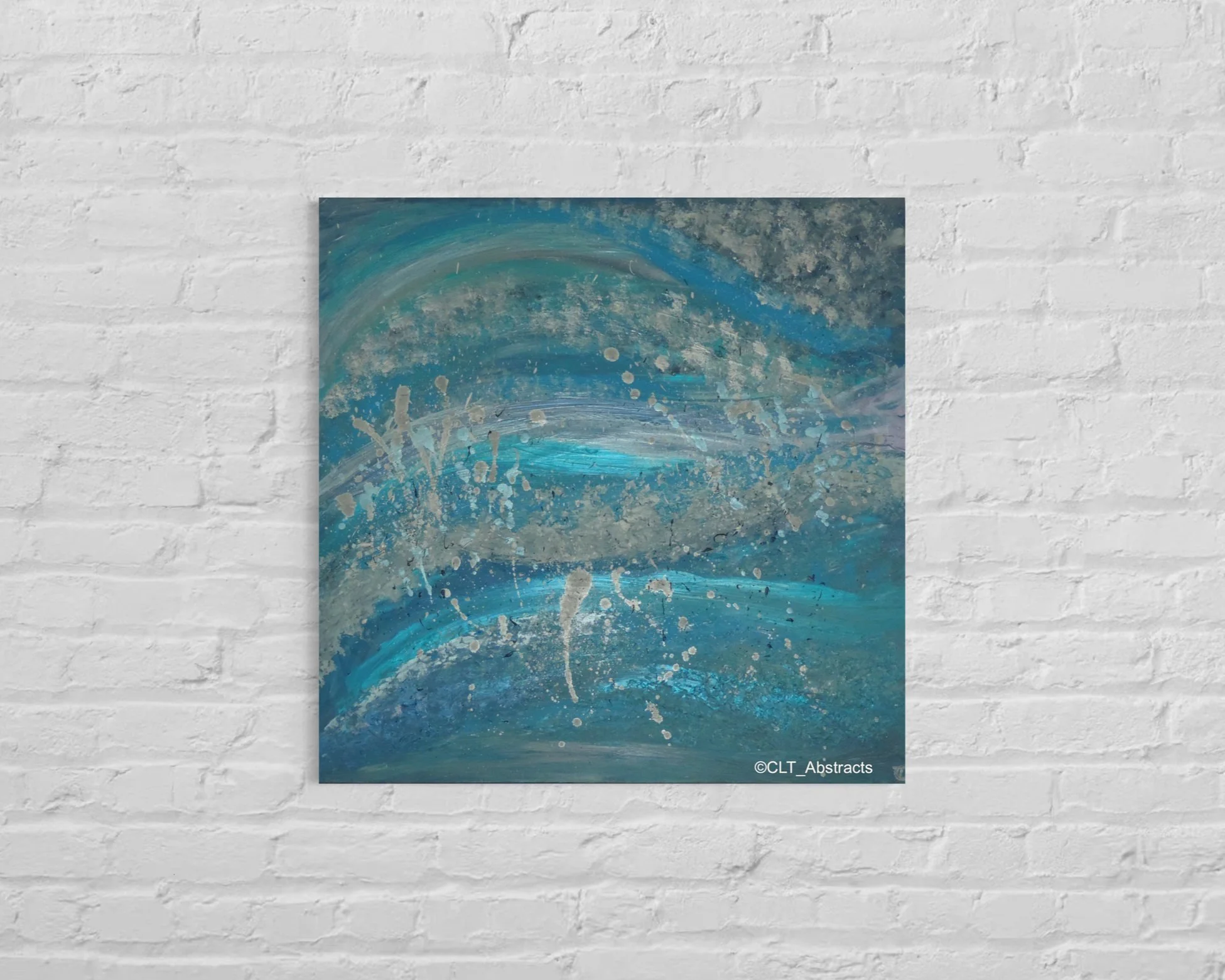 Island Storms by CLT_Abstracts, abstract blue white silver and grey wave formation