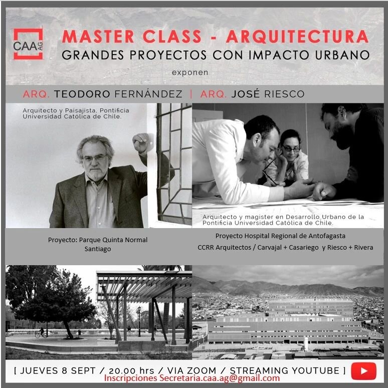 El Colegio de Arquitectos de Antofagasta A.G., le invita cordialmente a participar en la &quot;MASTER CLASS - ARQUITECTURA, GRANDES PROYECTOS CON IMPACTO URBANO&quot; organizada por nuestro Comit&eacute; de Urbanismo. 

💻Exponen 
 -  Arq. Teodoro Fe