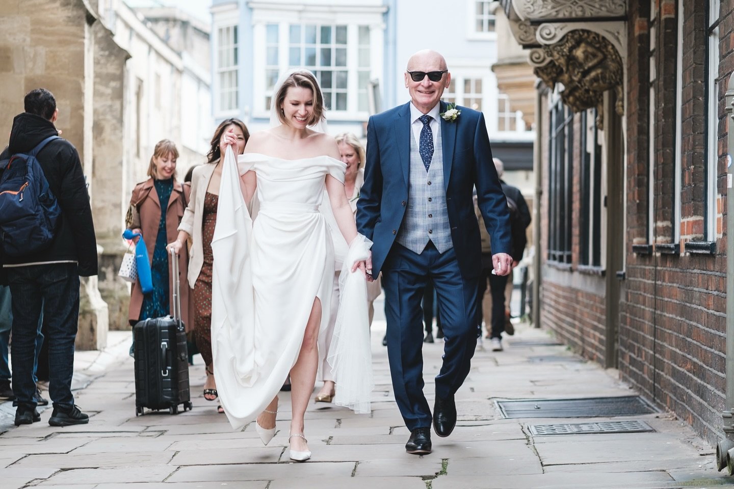 I have many favourite images I could choose from and this one is definitely up there with the best. Charlotte and her dad walking through Oxford on their to Brasnose College to meet with Jack. 
Nothing technically amazing about the photograph but it&