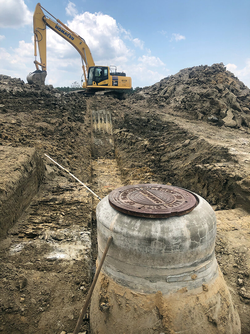 dirt work and trenching for construction around water access by continental