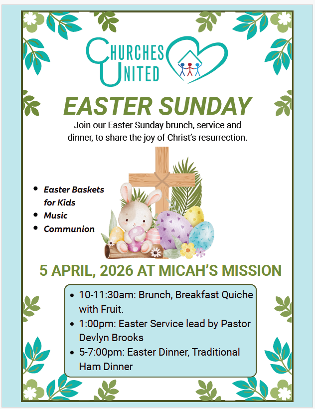 Join Churches United Easter Sunday for Service and Meals